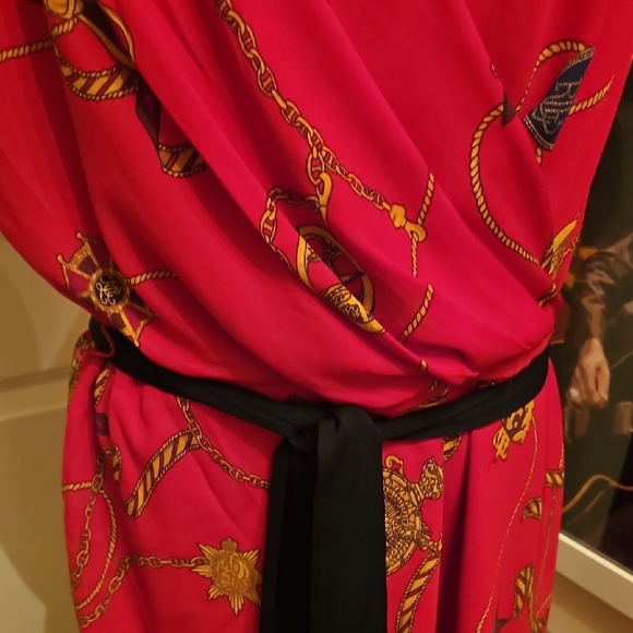 Ralph Lauren Black Label Red Midi Dress with Black Accent - Picture 3 of 11